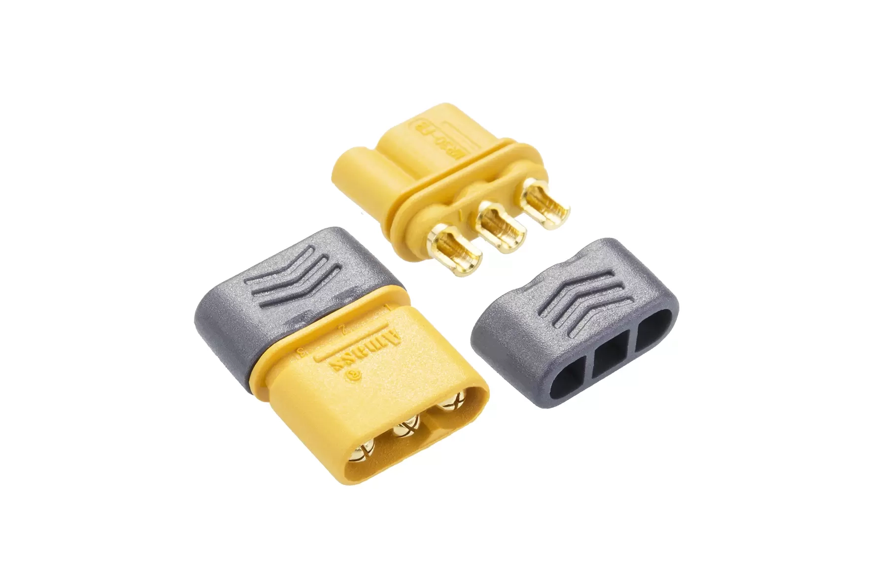 MR three-pin wire connector—male and female
